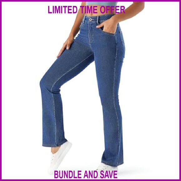 High Waisted Bootcut Jeans, Soft Stretch Fabric, Straight Leg Fit - Picture 2 of 8